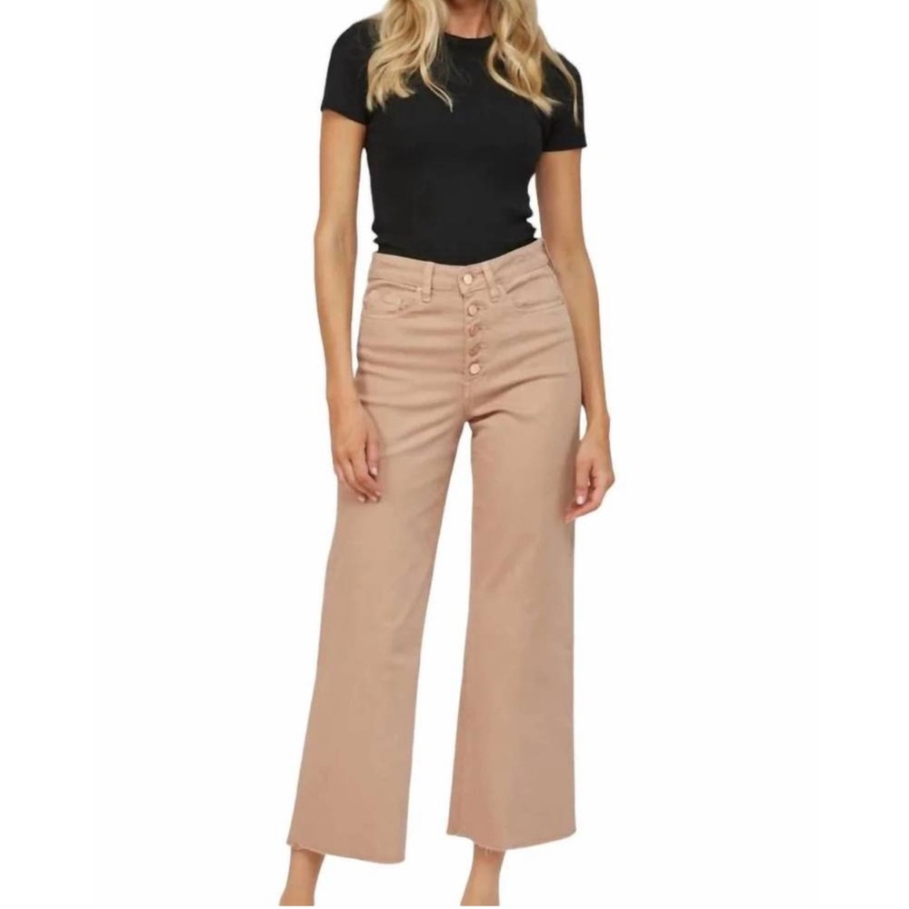 MICA DENIM chromatic high rise crop jean in brown sugar 31